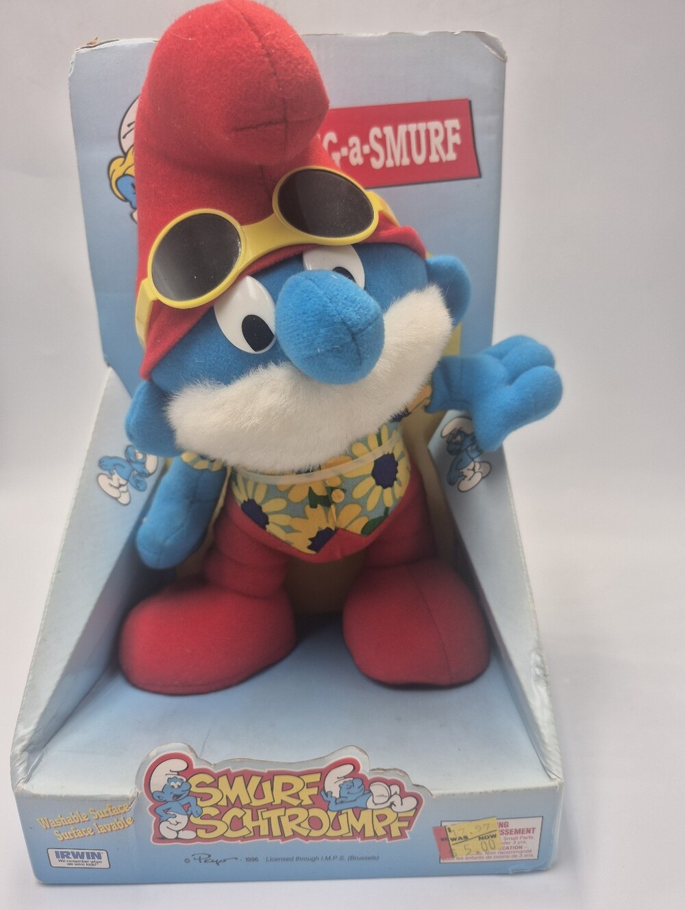 Vintage Irwin Huf a Smurf plush brand new inbox